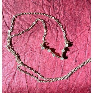 Gold Plated Necklace Aquarius Zodiac Sign Constellation Cubic Zirconia